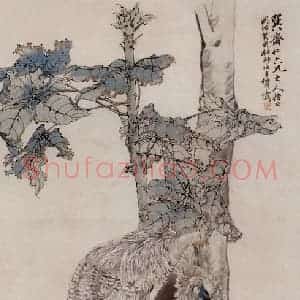 1873年 任伯年《有凤来仪图》国画花鸟作品图片赏析