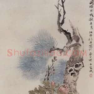 1874年 任伯年《富贵长寿》国画花鸟作品图片赏析