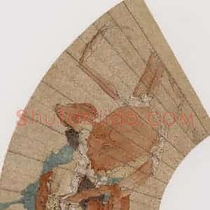 1877年 任伯年《菊蟹图》国画花鸟作品图片赏析
