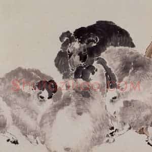 1874年 任伯年《苏武牧羊图》国画人物作品图片赏析