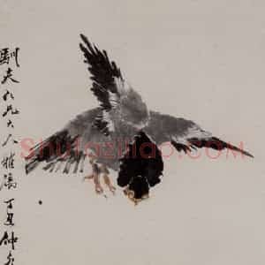 1877年 任伯年《秋卉双鸽图》国画花鸟作品图片赏析