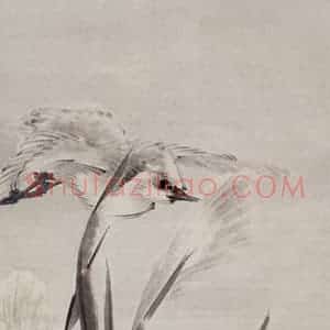 约19世纪70年代中期 任伯年《寒塘归鹭图》国画花鸟作品图片赏析