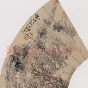 1874年 任伯年《山水》国画山水作品图片赏析