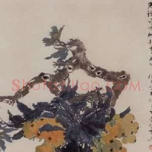 1878年 任伯年《枇杷山鸡图》国画花鸟作品图片赏析