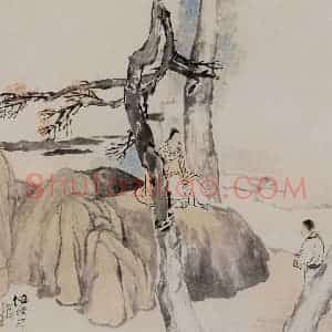 约19世纪70年代末期 任伯年《松下问师图》国画人物作品图片赏析