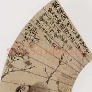 约19世纪70年代末期 任伯年《人物花鸟册八开》国画花鸟作品图片赏析