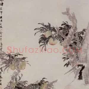 1879年 任伯年《绥山鹤鹿图》国画花鸟作品图片赏析