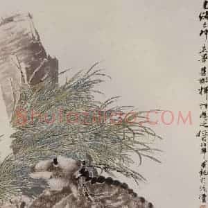 1879年 任伯年《兰鹿图》国画花鸟作品图片赏析