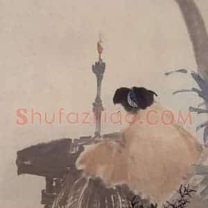 1879年 任伯年《补裘图》国画人物作品图片赏析