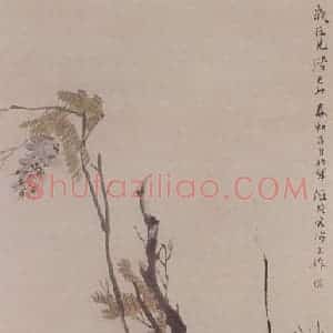 1879年 任伯年《藤竹水仙图》国画花鸟作品图片赏析