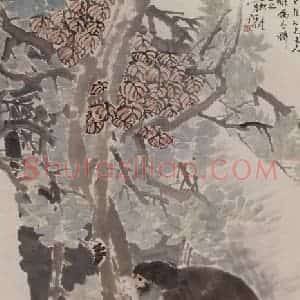 1879年 任伯年《枫猴图》国画综合作品图片赏析