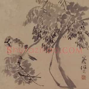 约19世纪80年代初期 任伯年《花鸟二帧之2》国画花鸟作品图片赏析