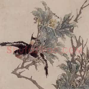 约19世纪80年代初期 任伯年《花鸟册三开》国画花鸟作品图片赏析