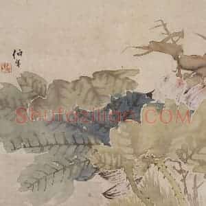 约19世纪80年代初期 任伯年《花鸟册三开》国画花鸟作品图片赏析