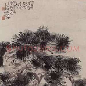 约19世纪80年代初期 任伯年《大松图》国画花鸟作品图片赏析