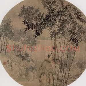 约19世纪70年代中期 任伯年《竹林高逸图》国画综合作品图片赏析