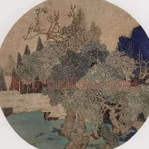 约19世纪70年代中期 任伯年《仿宋金碧人物山水》国画山水作品图片赏析