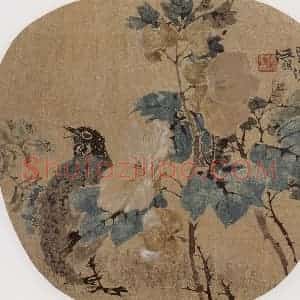 约19世纪70年代中期 任伯年《芙蓉独鸟》国画花鸟作品图片赏析
