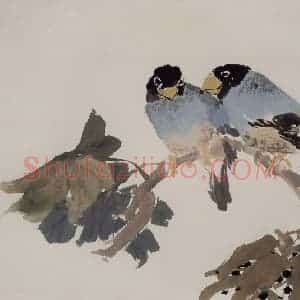 1881年 任伯年《花鸟人物图册十二开》国画花鸟作品图片赏析