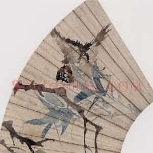 约19世纪70年代中期 任伯年《折枝飞雀》国画花鸟作品图片赏析