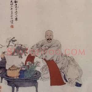 1877年 任伯年《饭石先生像》国画人物作品图片赏析