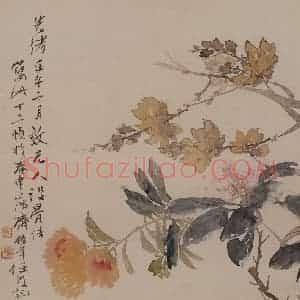 1882年 任伯年《没骨花卉册十二开》国画花鸟写意作品图片赏析