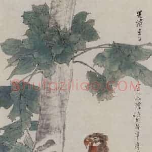 1882年 任伯年《梧桐双凤图》国画花鸟写意作品图片赏析