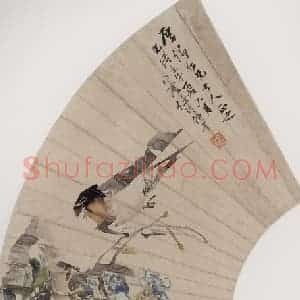 1882年 任伯年《紫藤春燕图》国画花鸟写意作品图片赏析
