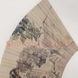 1882年 任伯年《天竹山禽图》国画花鸟写意作品图片赏析