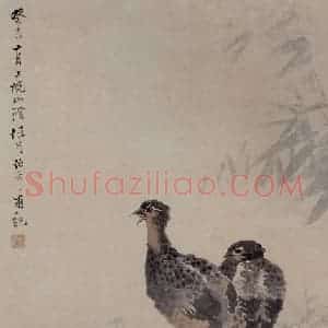 1883年 任伯年《鹁鸪水仙图》国画花鸟写意作品图片赏析