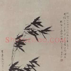 1884年 任伯年《牡鸡顽石图》国画花鸟写意作品图片赏析