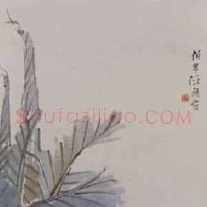 清代 任伯年《蕉阴品砚图》国画人物写意作品图片赏析