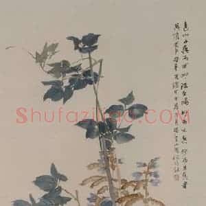 1884年 任伯年《豆架双鸡图》国画花鸟写意作品图片赏析