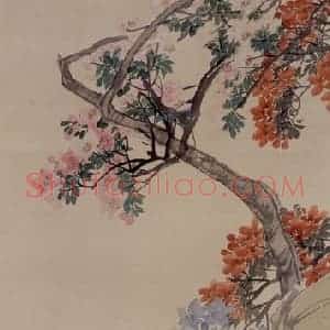 1884年 任伯年《杜鹃双雀图》国画花鸟写意作品图片赏析