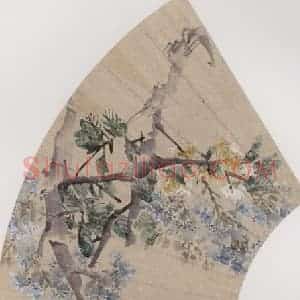 1884年 任伯年《横枝双栖》国画花鸟写意作品图片赏析