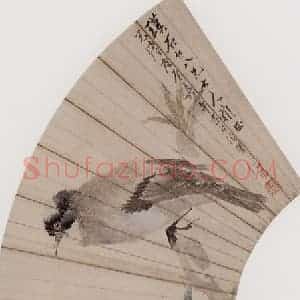 1880年 任伯年《桃花白头》国画花鸟写意作品图片赏析