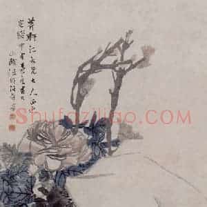 1884年 任伯年《牡丹仙鹤图》国画花鸟写意作品图片赏析