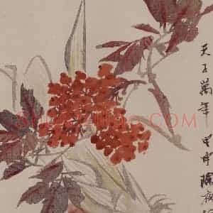 1884年 任伯年《花果图册八开》国画花鸟写意作品图片赏析