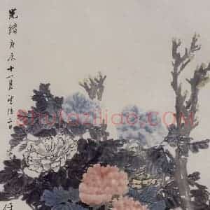 1880年 任伯年《牡丹》国画花鸟写意作品图片赏析