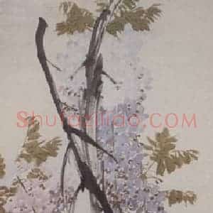 清代 任伯年《藤萝》国画花鸟写意作品图片赏析