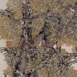 1881年 任伯年《长安古槐图》国画花鸟写意作品图片赏析