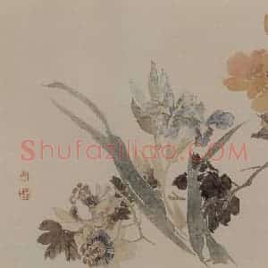 1882年 任伯年《没骨花卉册十二开》国画花鸟写意作品图片赏析