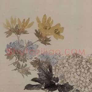 1882年 任伯年《没骨花卉册十二开》国画花鸟写意作品图片赏析