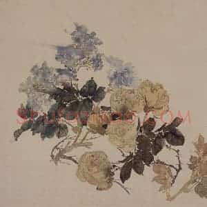 1882年 任伯年《没骨花卉册十二开》国画花鸟写意作品图片赏析