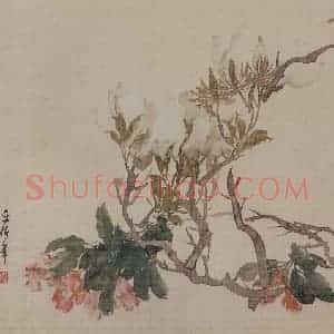 1882年 任伯年《没骨花卉册十二开》国画花鸟写意作品图片赏析