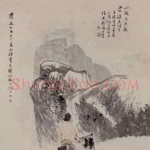 清代 任伯年《云山策马图》国画人物作品图片赏析