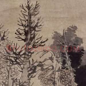 清代 任伯年《仿蓝田叔山水》国画山水作品图片赏析