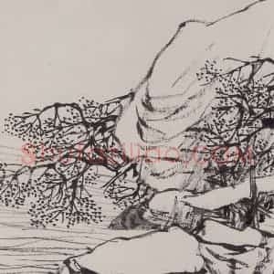 清代 任伯年《水墨人物上水十二开》国画山水作品图片赏析