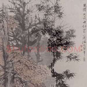 清代 任伯年《承天夜游图》国画人物作品图片赏析
