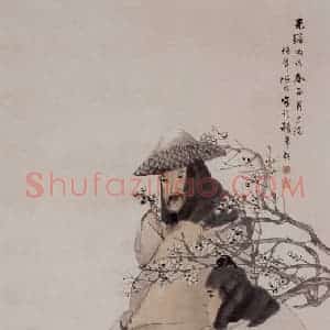 清代 任伯年《驴背吟梅图》国画人物作品图片赏析